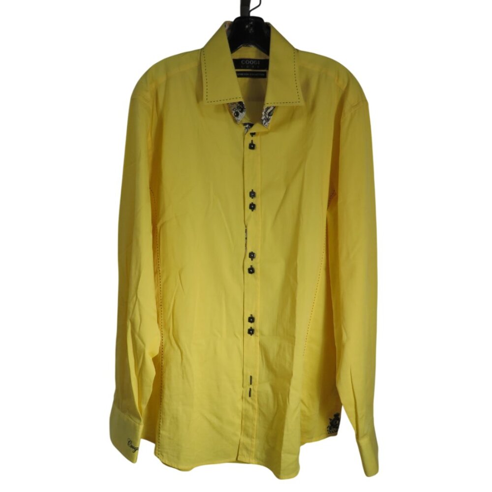 Coogi Luxe Yellow Dress Shirt Size XL